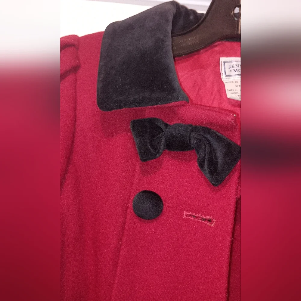 Jennifer Moore Vintage girls Red Black Dress Coat Hat 6x